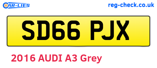 SD66PJX are the vehicle registration plates.