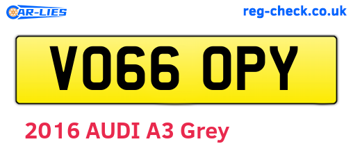 VO66OPY are the vehicle registration plates.