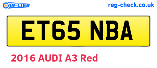 ET65NBA are the vehicle registration plates.