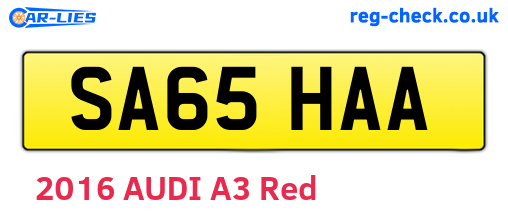SA65HAA are the vehicle registration plates.
