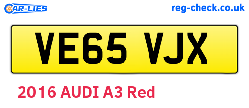VE65VJX are the vehicle registration plates.