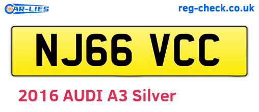 NJ66VCC are the vehicle registration plates.