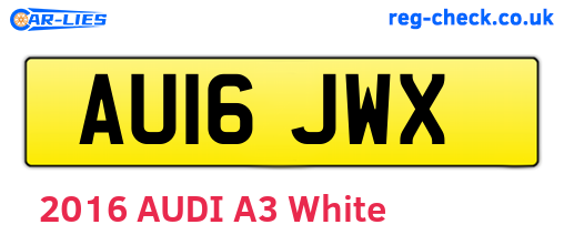 AU16JWX are the vehicle registration plates.