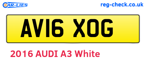 AV16XOG are the vehicle registration plates.