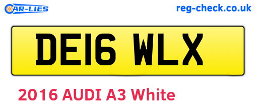 DE16WLX are the vehicle registration plates.