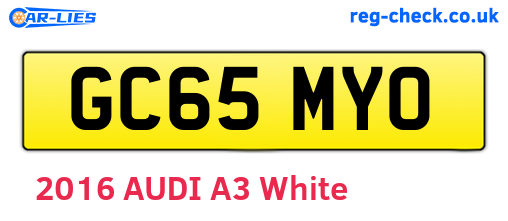 GC65MYO are the vehicle registration plates.
