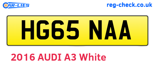 HG65NAA are the vehicle registration plates.