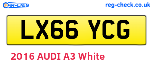 LX66YCG are the vehicle registration plates.