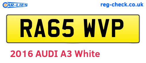 RA65WVP are the vehicle registration plates.