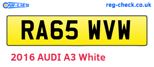 RA65WVW are the vehicle registration plates.