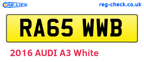 RA65WWB are the vehicle registration plates.