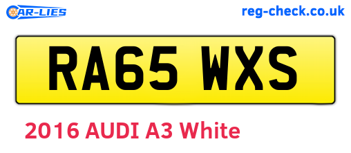 RA65WXS are the vehicle registration plates.