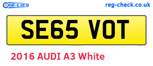 SE65VOT are the vehicle registration plates.