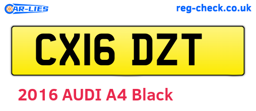 CX16DZT are the vehicle registration plates.