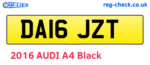 DA16JZT are the vehicle registration plates.