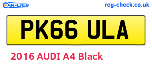 PK66ULA are the vehicle registration plates.