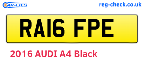 RA16FPE are the vehicle registration plates.
