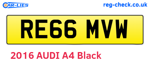 RE66MVW are the vehicle registration plates.