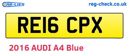 RE16CPX are the vehicle registration plates.