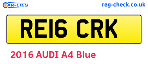 RE16CRK are the vehicle registration plates.