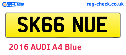 SK66NUE are the vehicle registration plates.