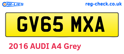 GV65MXA are the vehicle registration plates.