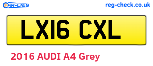 LX16CXL are the vehicle registration plates.