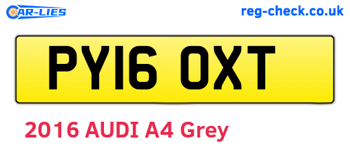 PY16OXT are the vehicle registration plates.