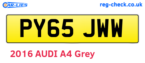 PY65JWW are the vehicle registration plates.