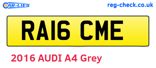 RA16CME are the vehicle registration plates.