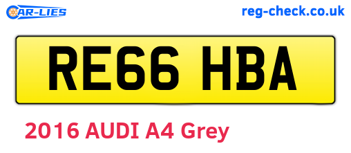 RE66HBA are the vehicle registration plates.
