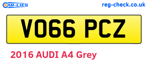 VO66PCZ are the vehicle registration plates.