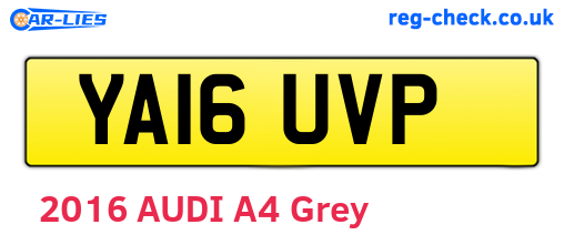 YA16UVP are the vehicle registration plates.