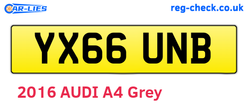 YX66UNB are the vehicle registration plates.