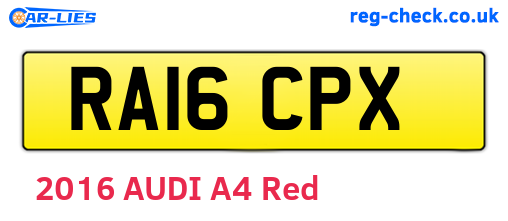 RA16CPX are the vehicle registration plates.