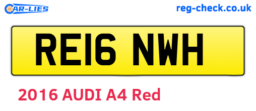 RE16NWH are the vehicle registration plates.