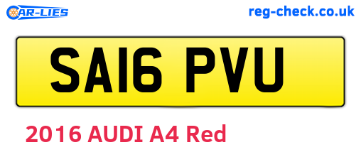 SA16PVU are the vehicle registration plates.
