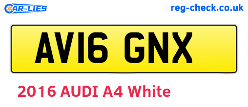 AV16GNX are the vehicle registration plates.