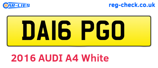 DA16PGO are the vehicle registration plates.