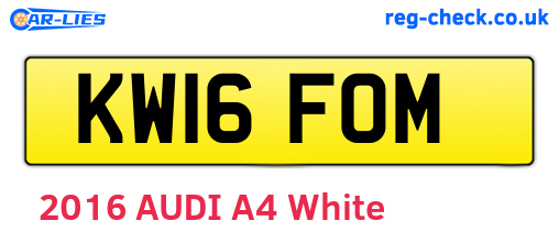 KW16FOM are the vehicle registration plates.