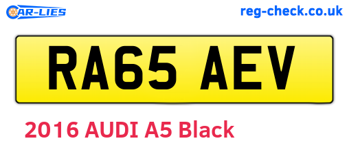 RA65AEV are the vehicle registration plates.