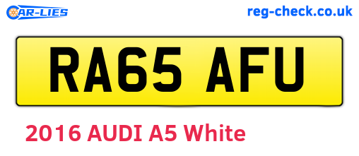 RA65AFU are the vehicle registration plates.