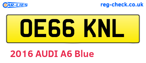 OE66KNL are the vehicle registration plates.