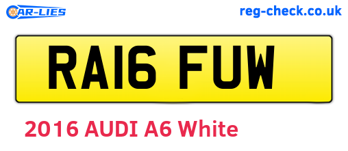 RA16FUW are the vehicle registration plates.