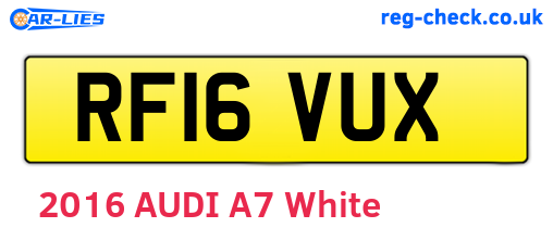 RF16VUX are the vehicle registration plates.