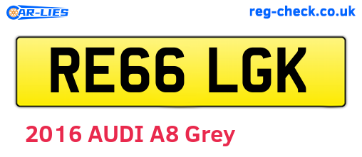 RE66LGK are the vehicle registration plates.