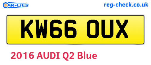 KW66OUX are the vehicle registration plates.