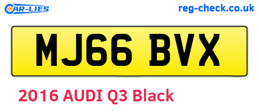 MJ66BVX are the vehicle registration plates.