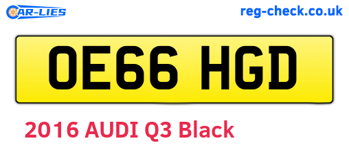 OE66HGD are the vehicle registration plates.