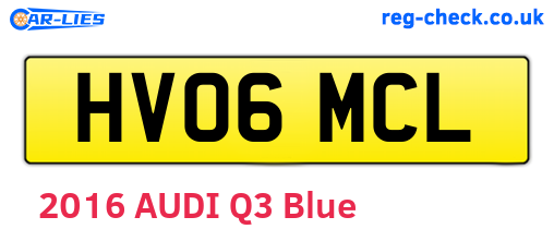HV06MCL are the vehicle registration plates.